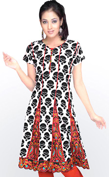 Kali Pattern Kurti | black and white kali style red pattern kurta india Kali Pattern Kurti | black and white kali style red pattern kurta india