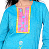 Turquoise Self Striped Kurti
