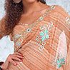 Light Brown and Off White Color Saree on Faux Georgette