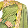 Green and Lime Green Color Saree on Cotton Silk