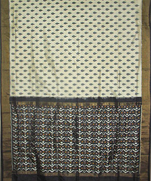 Cream Patola Silk Saree