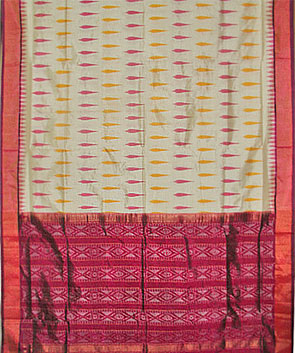 Cream Patola Silk Saree