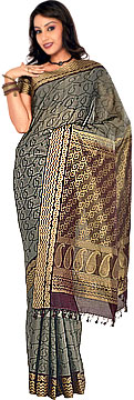 Grey Color Cotton Silk Saree