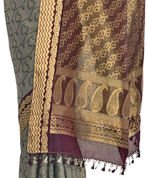Grey Color Cotton Silk Saree