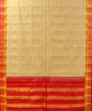 Chickoo and Maroon Color Cotton Gadwal Saree