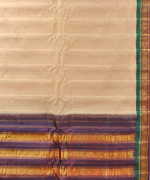 Deep Peach and Ink Blue Color Cotton Gadwal Saree