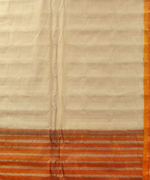 Biscuit and Orange Color Cotton Gadwal Saree