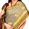 Gray and Brown Color Kanchipuram Silk Saree