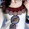 White & Blue Cotton Unstitched Churidaar Kameez