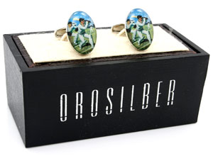 Orosilber's Cricket Playing Cufflinks