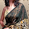 Glamorous Tiger Print Crepe Saree
