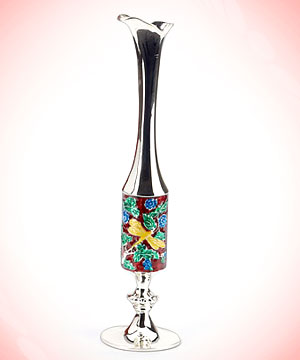 Delicately Carved Silver Plated Flower Vase