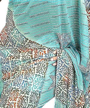 Printed Sky Blue Georgette Saree