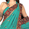 Embroidered Georgette Saree With Floral Border