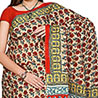 Hand block printed pure Cotton Saree