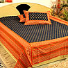 Traditional Gold Print Bedcover with Two Pillow Covers