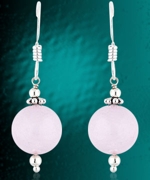 Handcrafted Rose Quartz Earrings With Silver Beads