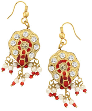 Handcrafted Pair of Lacquer Earrings