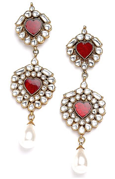 Pair of Handcrafted Kundan Earrings