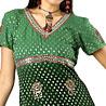 Classical Green - Red Georgette Suit with Embroidery
