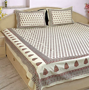 Pure Cotton Bagru Print Bedsheet with 02 Pillow Covers