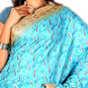 Turquoise Crepe Saree with Heavy Zari Weave All Over