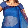 Textured Cotton Royal Blue Saree with Zari Pallu