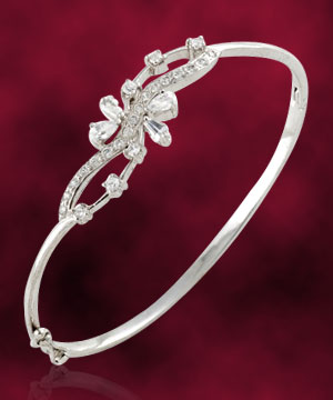 Designer Silver Rhodium Bracelet with American Diamonds