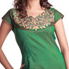 Flawless Thread Embroidered Deep Green Silk Kurta