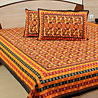 Bed Sheet In Hues Of Orange with 02 Pillow Covers
