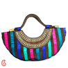 Multi Color Jute Silk Crescent Moon Bag