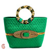 Sea Green Silk Stitch Hand Bag with Stone & Bead Handle
