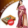Gift Mauve Pink Brasso Silk Saree with Gold Thread Border on Mothers Day 