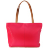 Salmon Pink & Brown Faux Leather Tote Bag