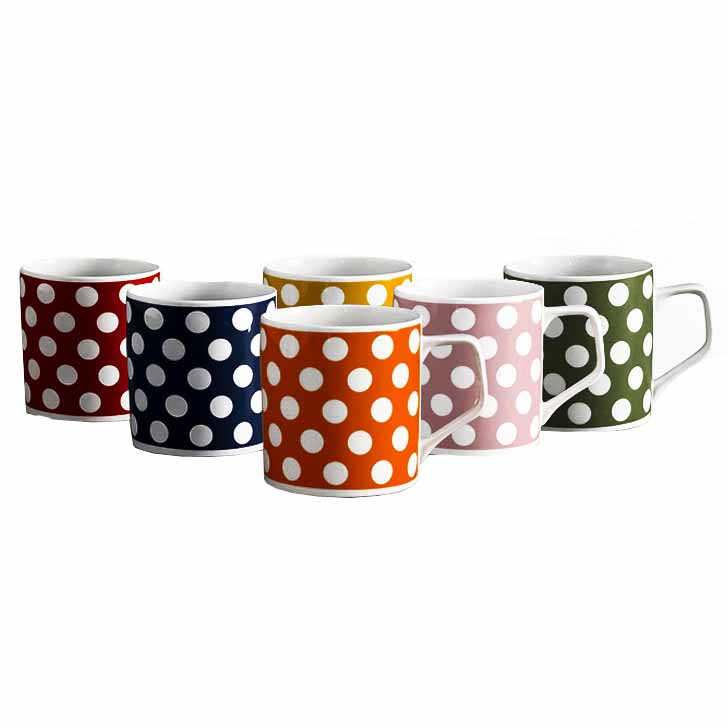 Polka Dots 6 Pc Coffee Mug Set India 4593