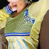 Elegant Yellow & Blue Embroidered Salwar Kameez