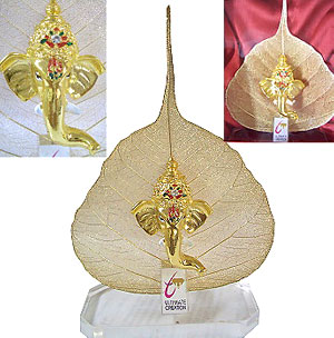Gold Plated Ganesha on a Peepal Leaf