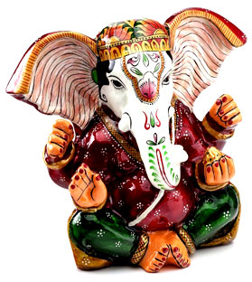 Diwali Gifts, Hand-Painted Enameled Metal Ganapati