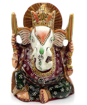 Hand-Painted Enameled Metal Ganapati