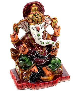 Hand-Painted Enameled Metal Ganapati