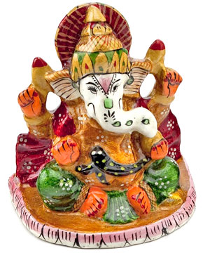 Hand-Painted Enameled Metal Ganapati