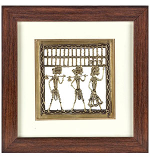 Handcrafted Tribal Metal Craft with Rosewood Frame