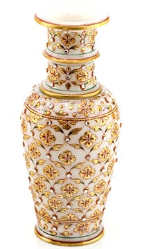 Gold Embossed Flower Vase with Kundan Work