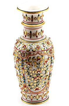 Vase with Embossed Gold and Kundan Work