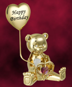 24 Kt Gold Plated Greeting Bear Studded with Swarovski Crystals