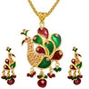 Beautiful Peacock Shaped Pendant & Earrings Set