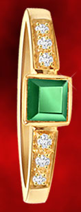 Diamond and Square Emerald Ring