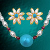 Turquoise & Ruby Pearl Necklace with Earrings