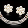 3 Line Button Pearl Necklace Set