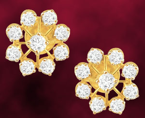 Diamond Flower Cluster Earrings